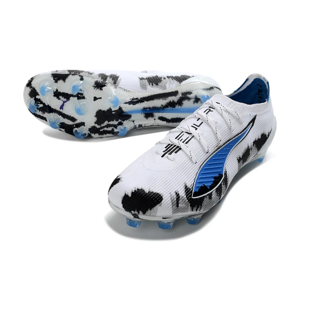 Chuteira Campo Puma Ultra Ultimate FG Branco e Azul