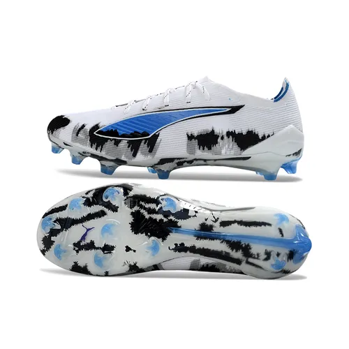 Chuteira Campo Puma Ultra Ultimate FG Branco e Azul