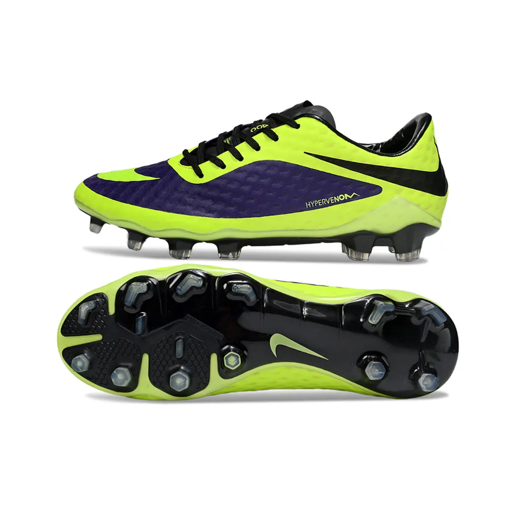 Chuteira Campo Nike Retrô Hypervenom Phantom I FG Verde Neon e Azul