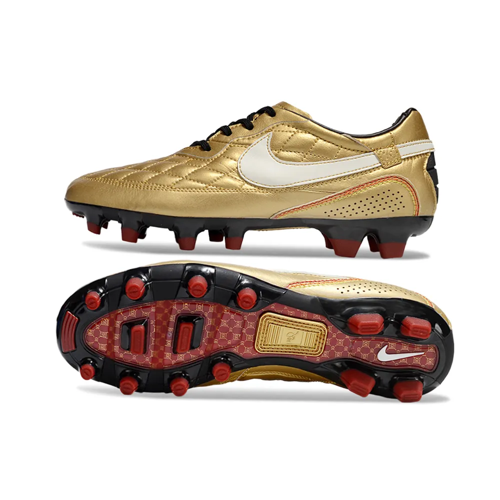 Chuteira Campo Nike Retrô Tiempo Legend R10 Elite Dourado