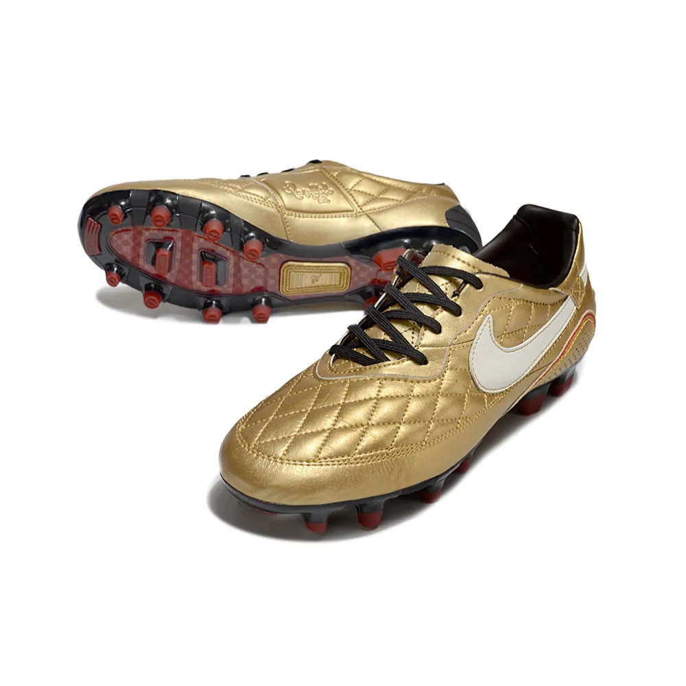 Chuteira Campo Nike Retrô Tiempo Legend R10 Elite Dourado