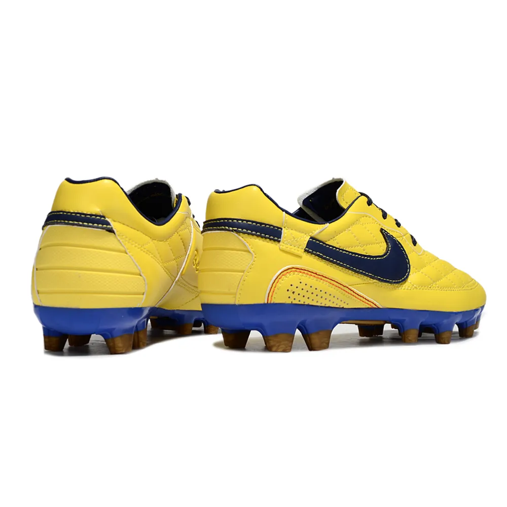 Chuteira Campo Nike Retrô Tiempo Legend R10 Elite Amarelo e Azul