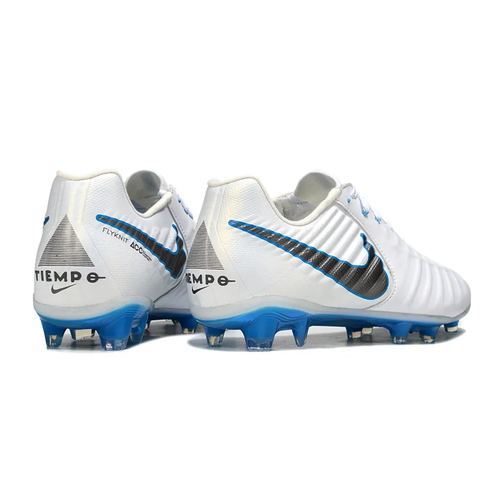 Chuteira Campo Nike Retrô Tiempo Legend 7 Elite FG Branco e Azul