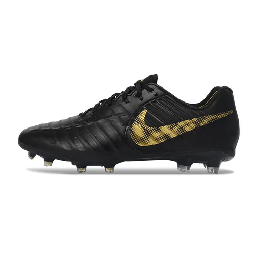 Chuteira Campo Nike Retrô Tiempo Legend 7 Elite FG Preto e Dourado