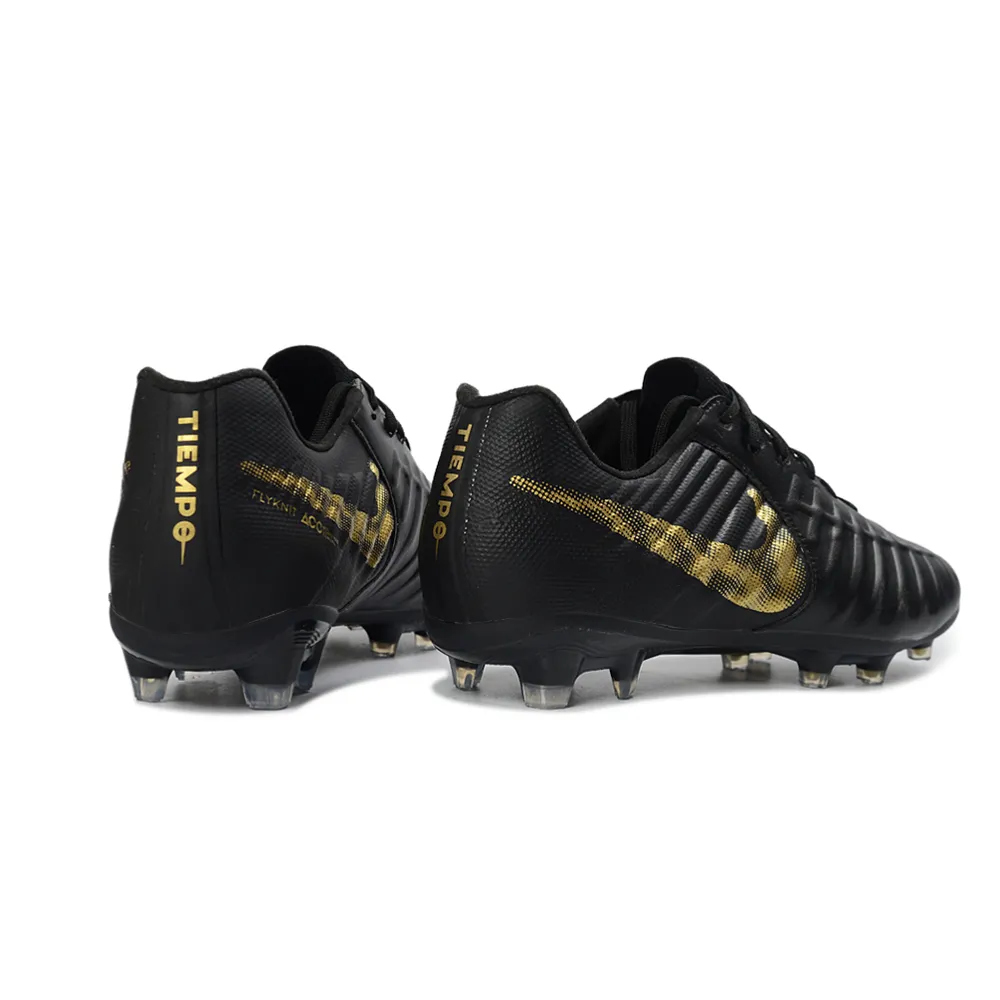 Chuteira Campo Nike Retrô Tiempo Legend 7 Elite FG Preto e Dourado