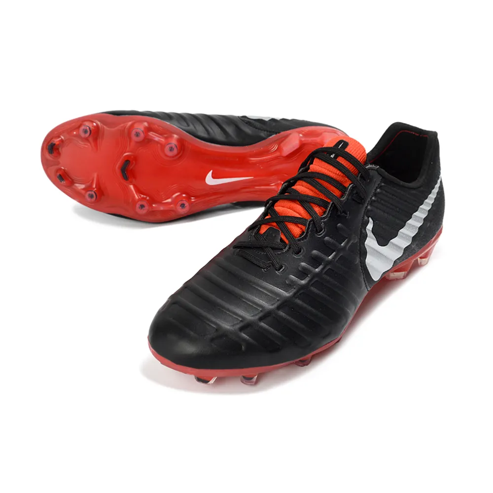 Chuteira Campo Nike Retrô Tiempo Legend 7 Elite FG Preto e Vermelho