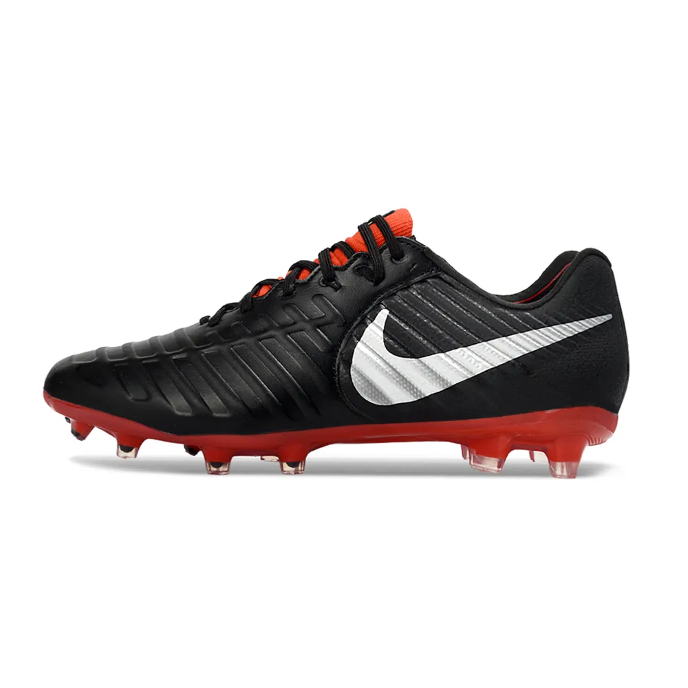 Chuteira Campo Nike Retrô Tiempo Legend 7 Elite FG Preto e Vermelho