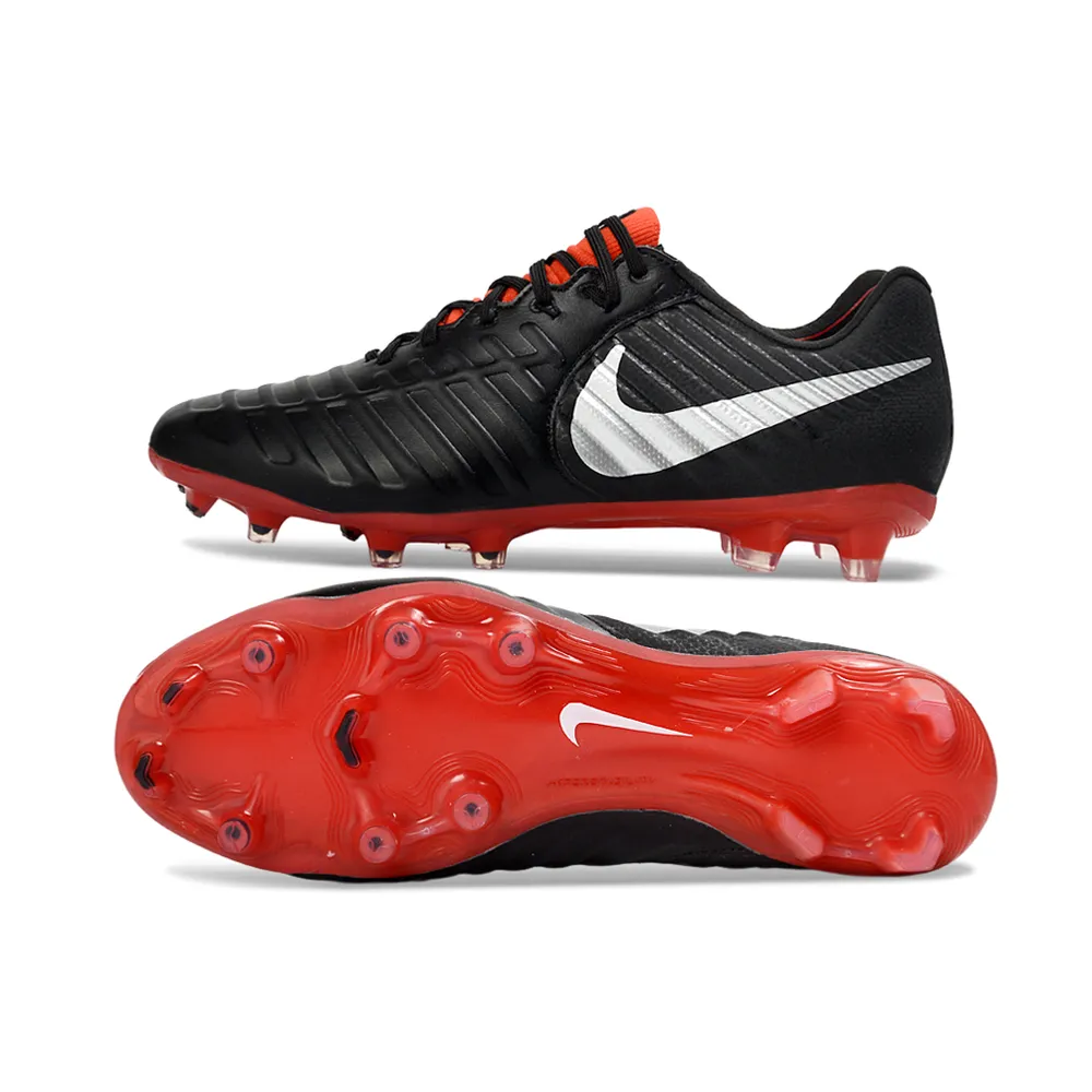 Chuteira Campo Nike Retrô Tiempo Legend 7 Elite FG Preto e Vermelho