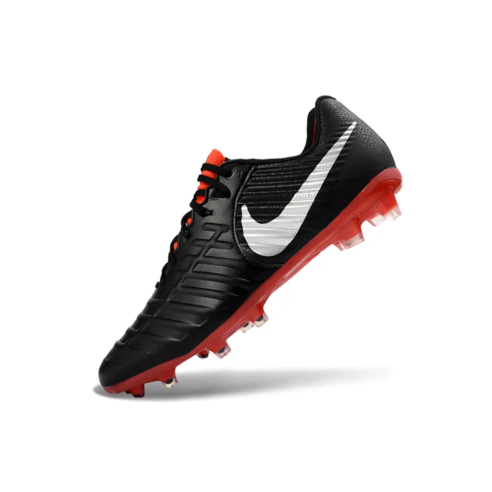 Chuteira Campo Nike Retrô Tiempo Legend 7 Elite FG Preto e Vermelho