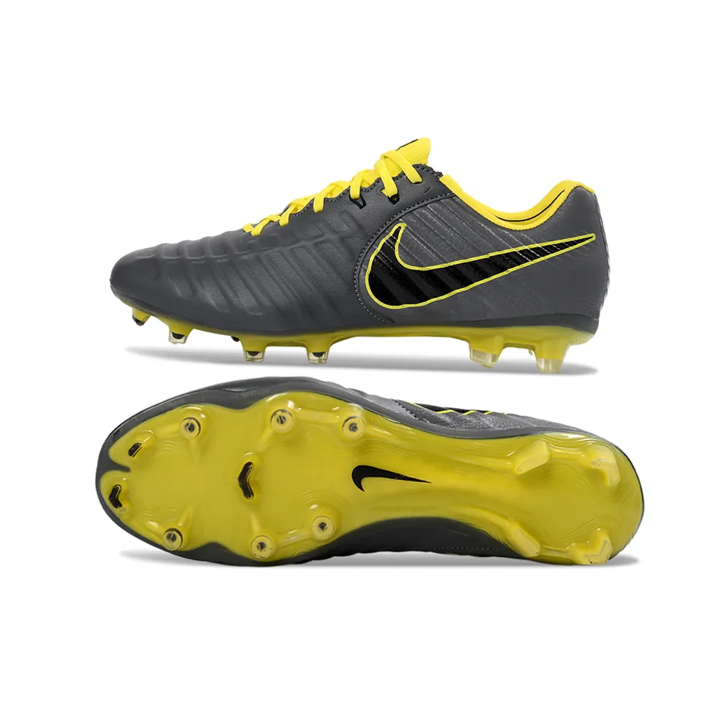 Chuteira Campo Nike Retrô Tiempo Legend 7 Elite FG Preto e Amarelo