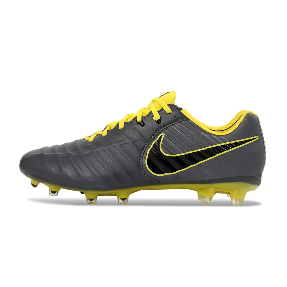 Chuteira Campo Nike Retrô Tiempo Legend 7 Elite FG Preto e Amarelo