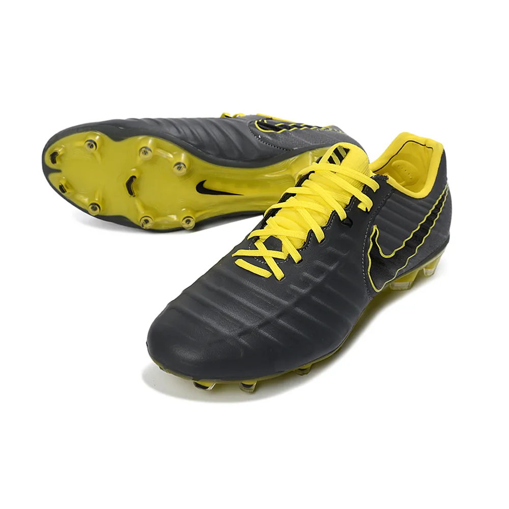 Chuteira Campo Nike Retrô Tiempo Legend 7 Elite FG Preto e Amarelo