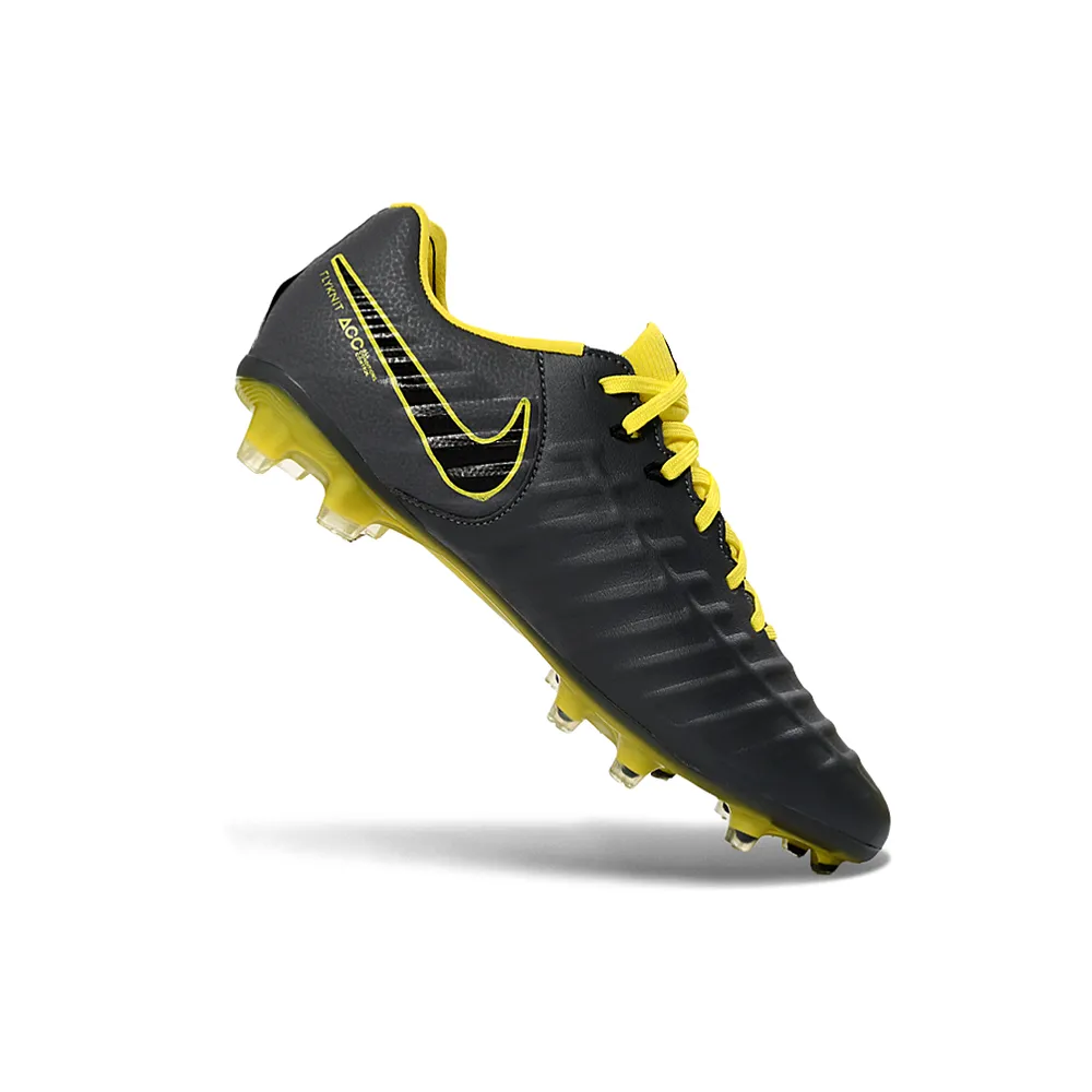 Chuteira Campo Nike Retrô Tiempo Legend 7 Elite FG Preto e Amarelo