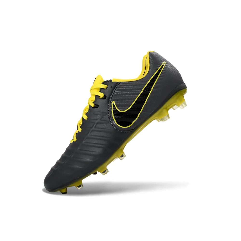 Chuteira Campo Nike Retrô Tiempo Legend 7 Elite FG Preto e Amarelo