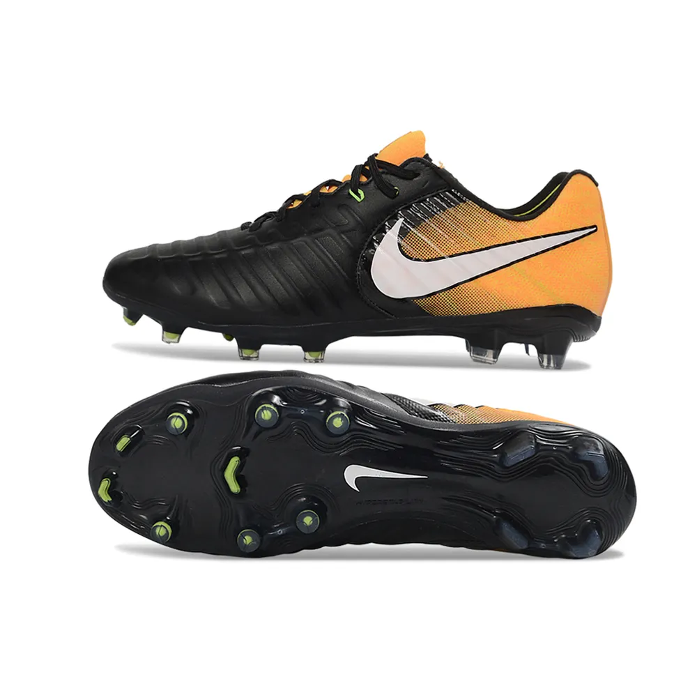 Chuteira Campo Nike Retrô Tiempo Legend 7 Elite FG Preto e Amarelo