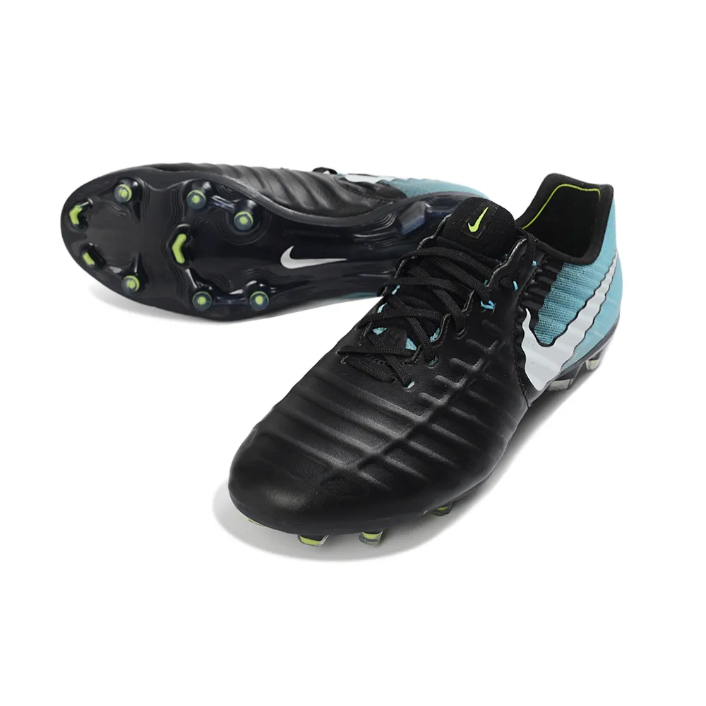 Chuteira Campo Nike Retrô Tiempo Legend 7 Elite FG Preto e Azul