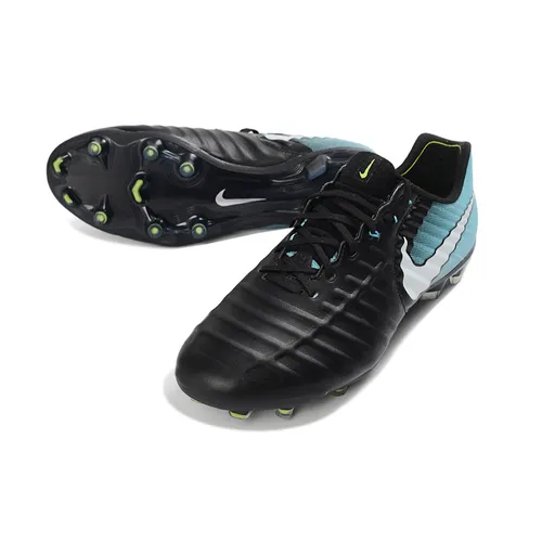 Chuteira Campo Nike Retrô Tiempo Legend 7 Elite FG Preto e Azul