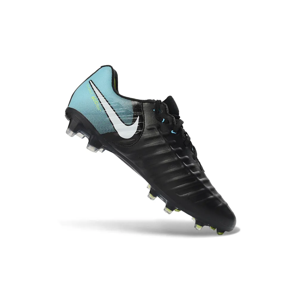 Chuteira Campo Nike Retrô Tiempo Legend 7 Elite FG Preto e Azul