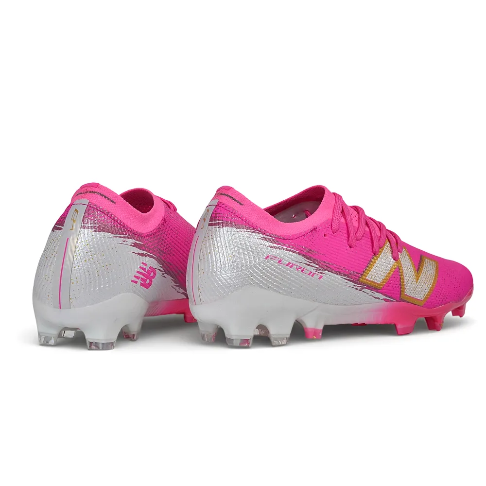 Chuteira Campo New Balance Furon V8 Elite FG Rosa e Prata