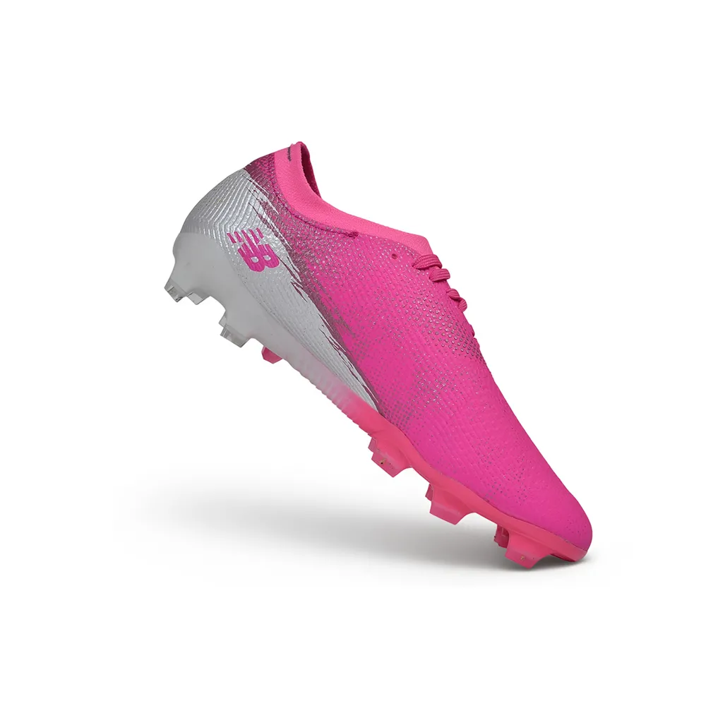 Chuteira Campo New Balance Furon V8 Elite FG Rosa e Prata