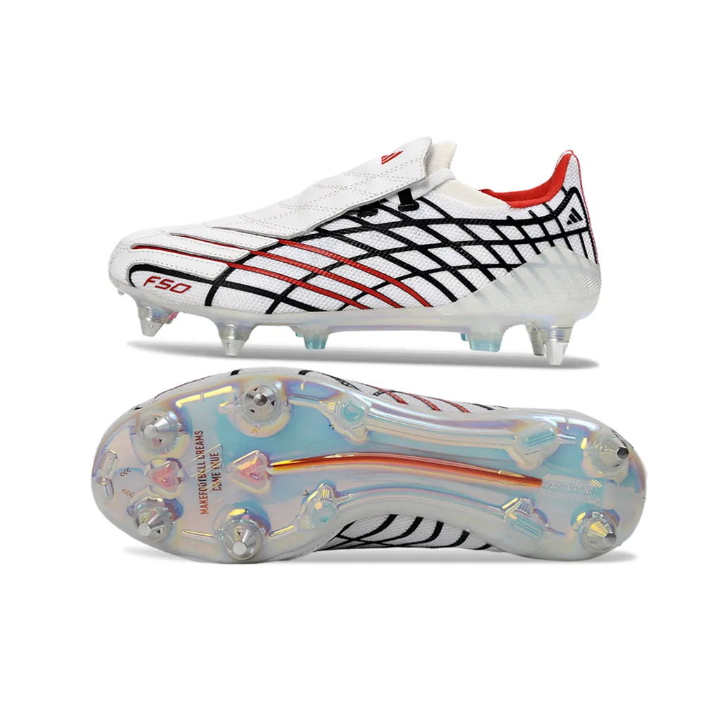 Chuteira Campo Adidas F50 Spider Remake Ponta de Alumínio Branco, Vermelho e Preto