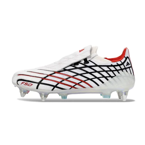 Chuteira Campo Adidas F50 Spider Remake Ponta de Alumínio Branco, Vermelho e Preto