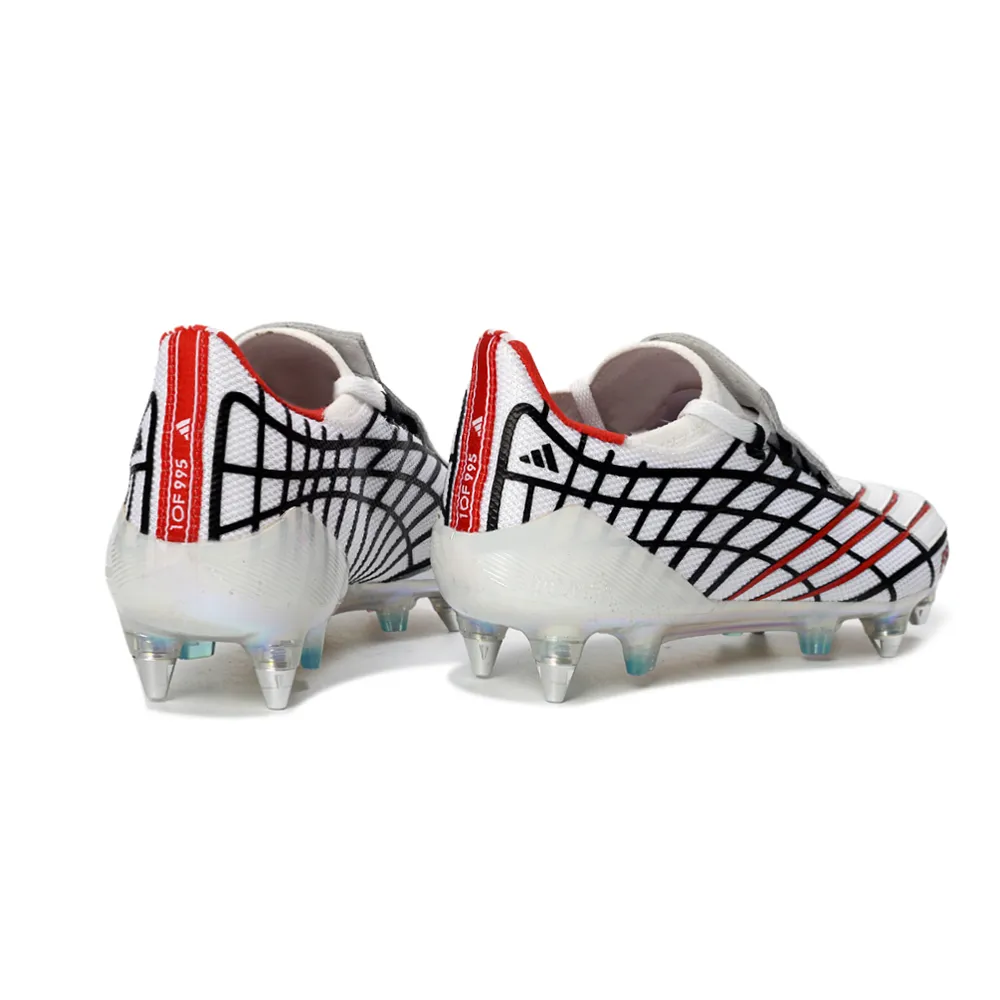 Chuteira Campo Adidas F50 Spider Remake Ponta de Alumínio Branco, Vermelho e Preto