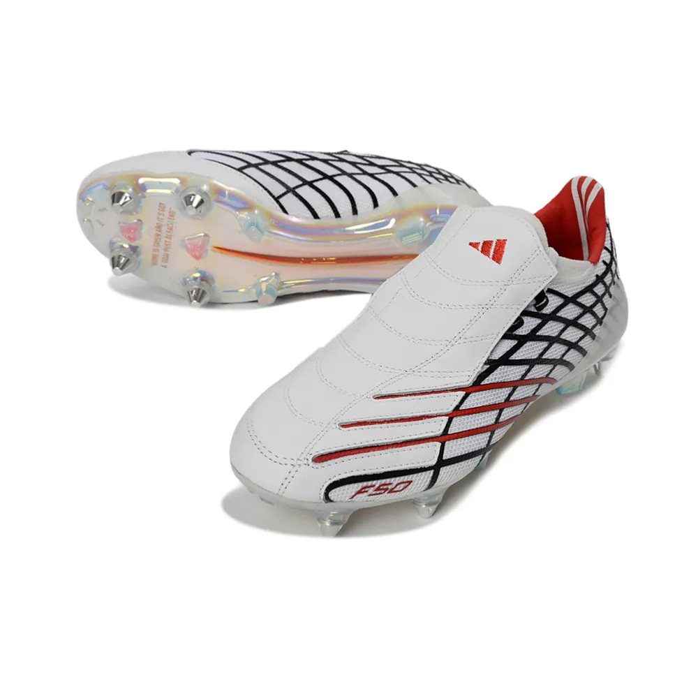 Chuteira Campo Adidas F50 Spider Remake Ponta de Alumínio Branco, Vermelho e Preto