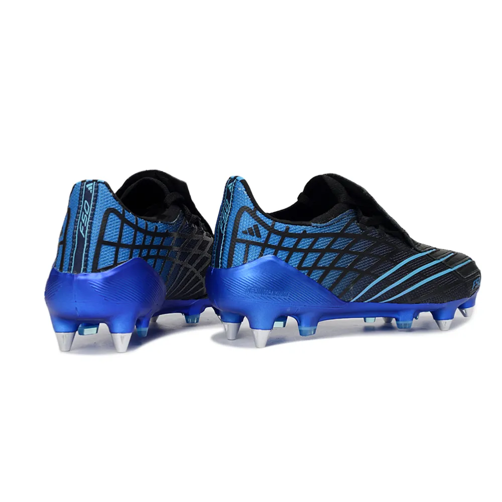 Chuteira Campo Adidas F50 Spider Remake Ponta de Alumínio Preto e Azul