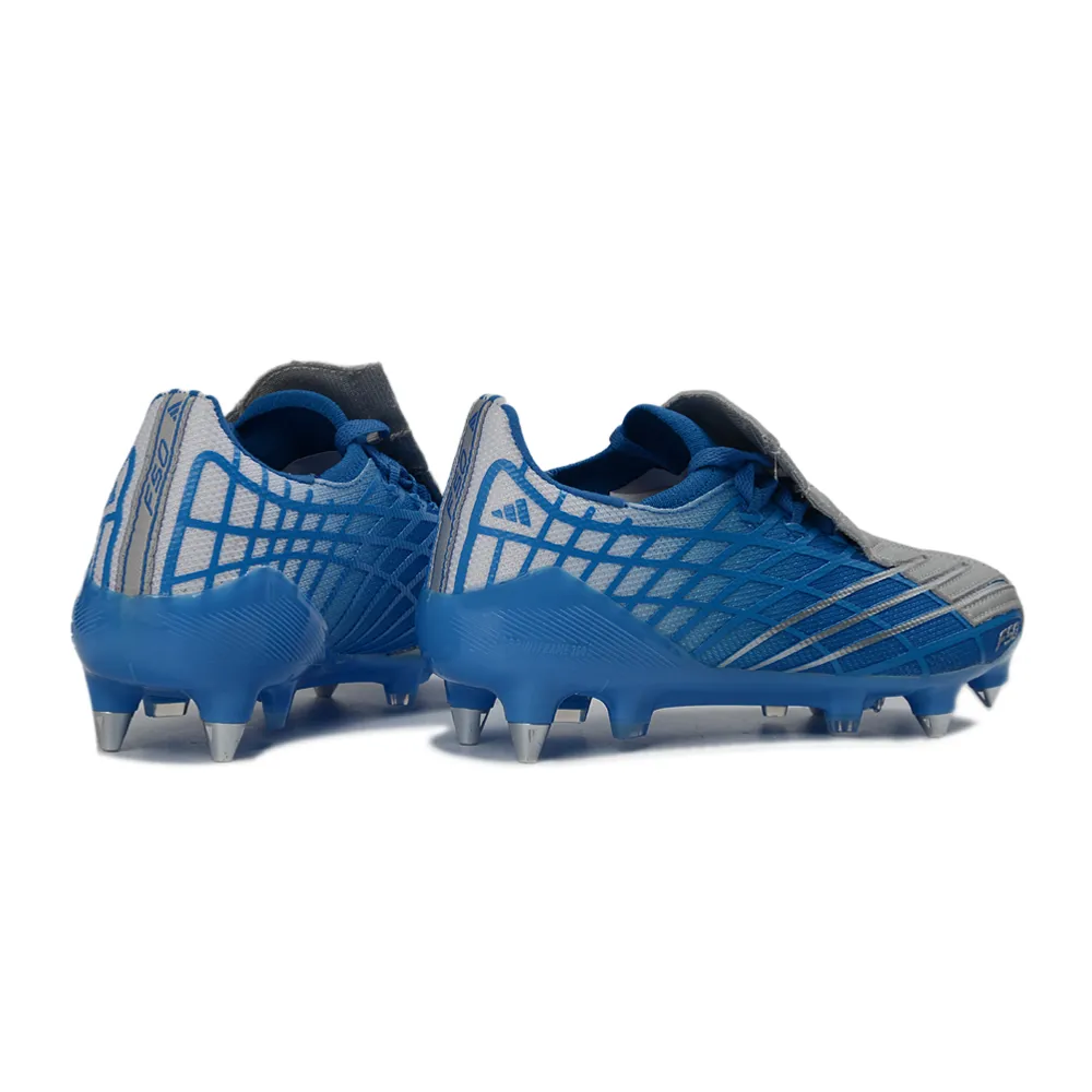 Chuteira Campo Adidas F50 Spider Remake Ponta de Alumínio Azul e Cinza