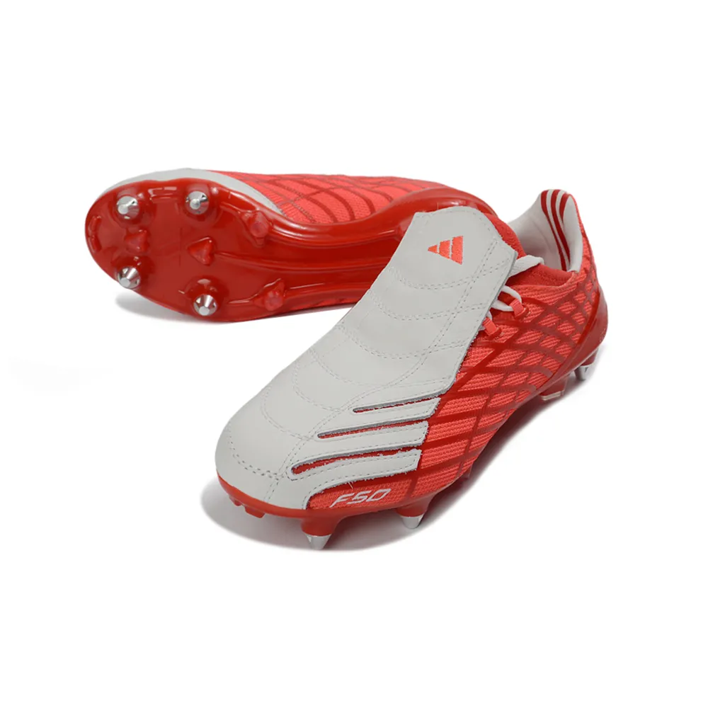 Chuteira Campo Adidas F50 Spider Remake Ponta de Alumínio Vermelho e Cinza