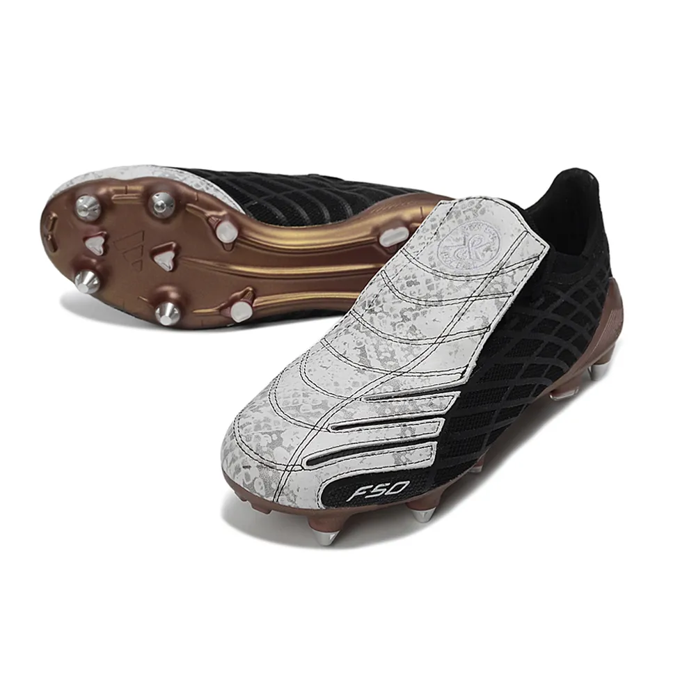 Chuteira Campo Adidas F50 Spider Remake Ponta de Alumínio Branco e Preto