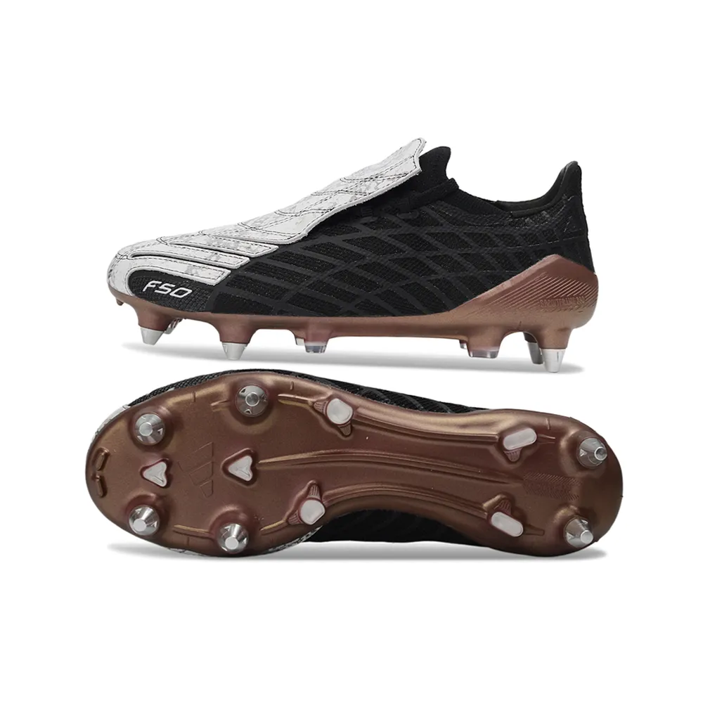 Chuteira Campo Adidas F50 Spider Remake Ponta de Alumínio Branco e Preto