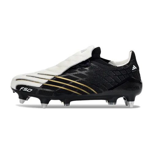 Chuteira Campo Adidas F50 Spider Remake Ponta de Alumínio Branco, Preto e Dourado