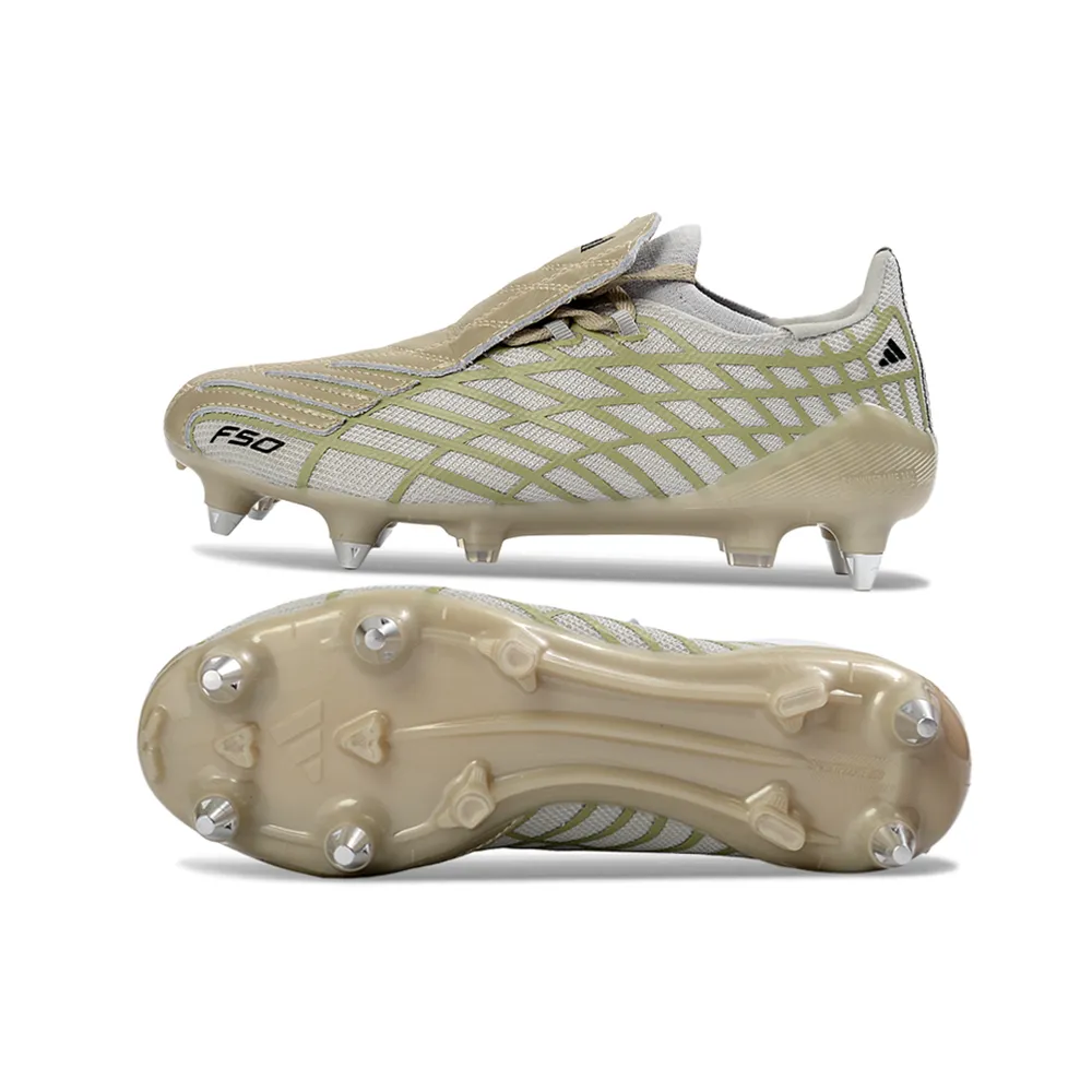 Chuteira Campo Adidas F50 Spider Remake Ponta de Alumínio Bege