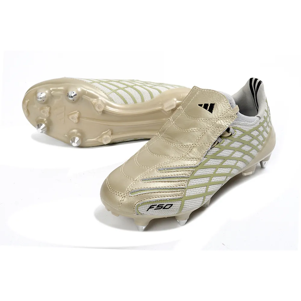Chuteira Campo Adidas F50 Spider Remake Ponta de Alumínio Bege