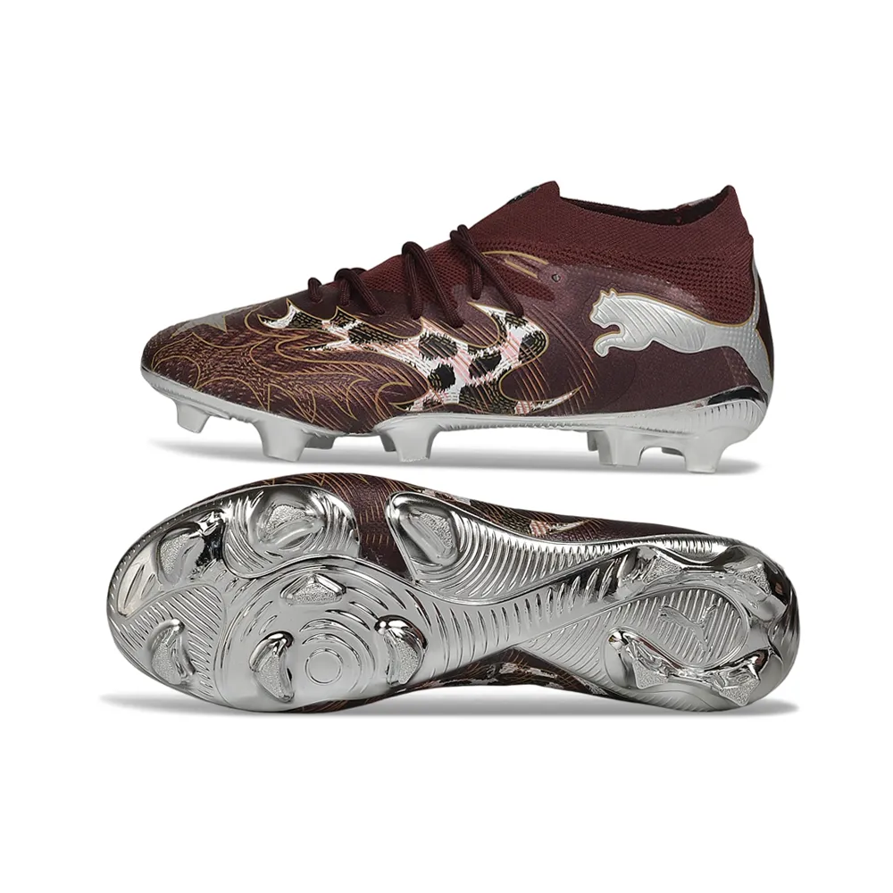 Chuteira Campo Puma Future 9 FG Marrom e Prata