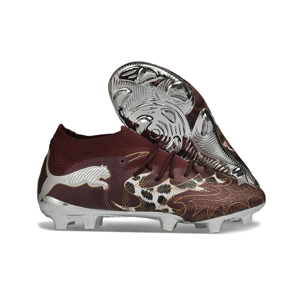 Chuteira Campo Puma Future 9 FG Marrom e Prata