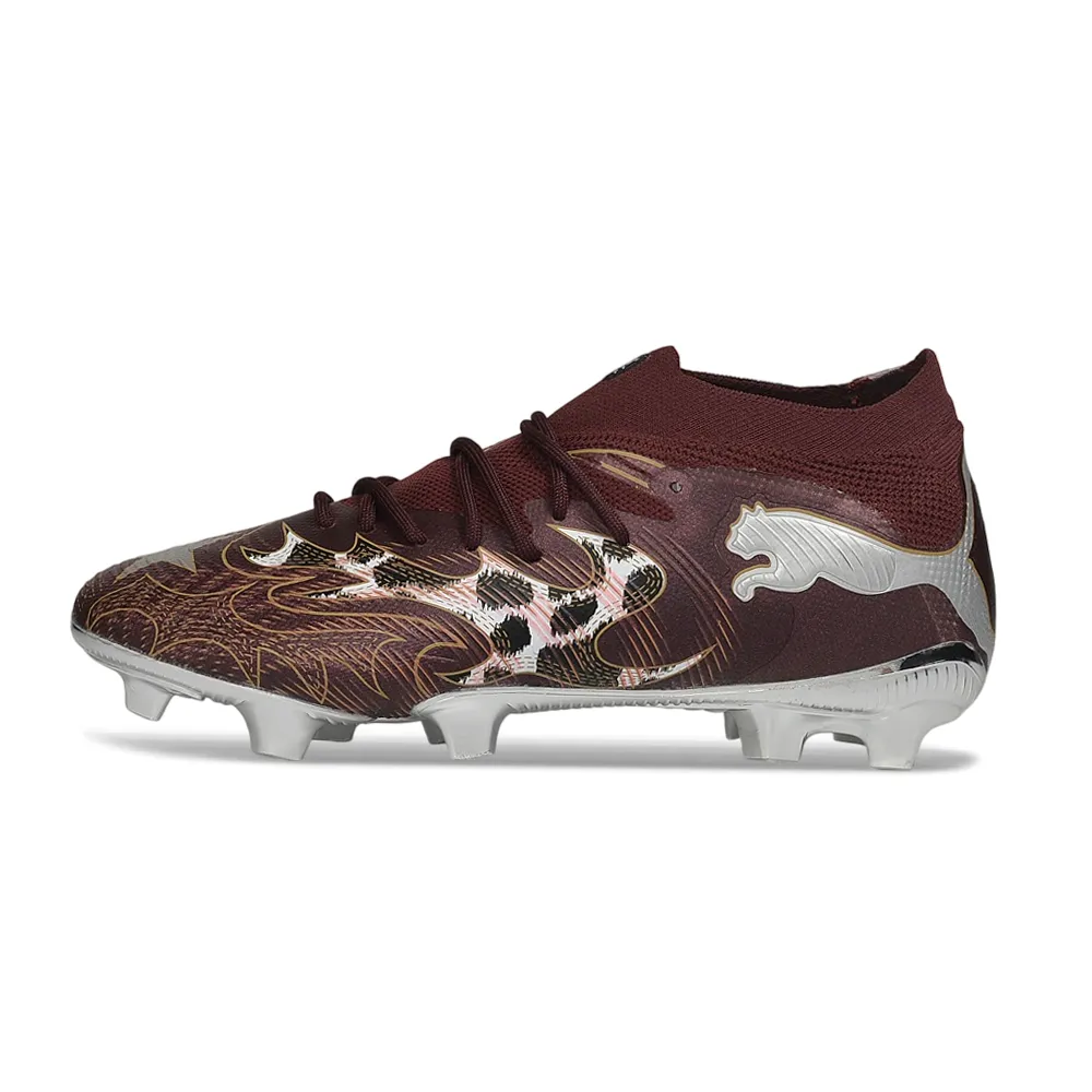 Chuteira Campo Puma Future 9 FG Marrom e Prata
