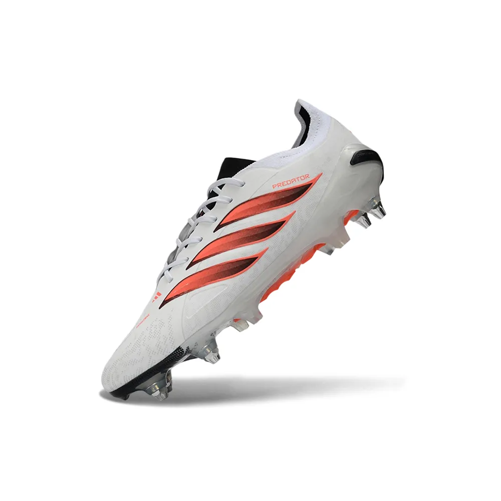 Chuteira Campo Adidas Predator 26 Elite Ponta de Aluminio Branco, Preto e Laranja