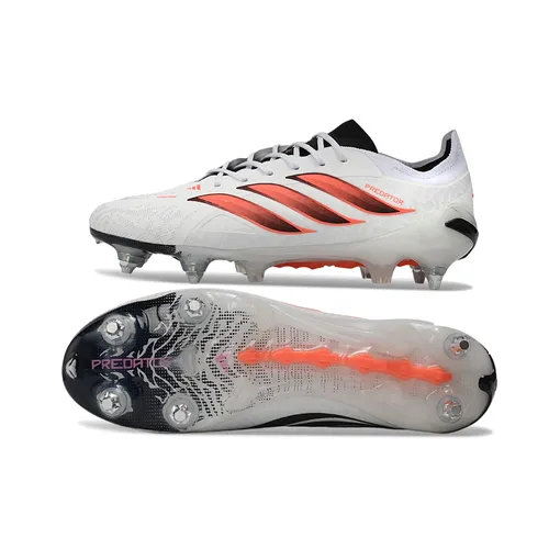 Chuteira Campo Adidas Predator 26 Elite Ponta de Aluminio Branco, Preto e Laranja