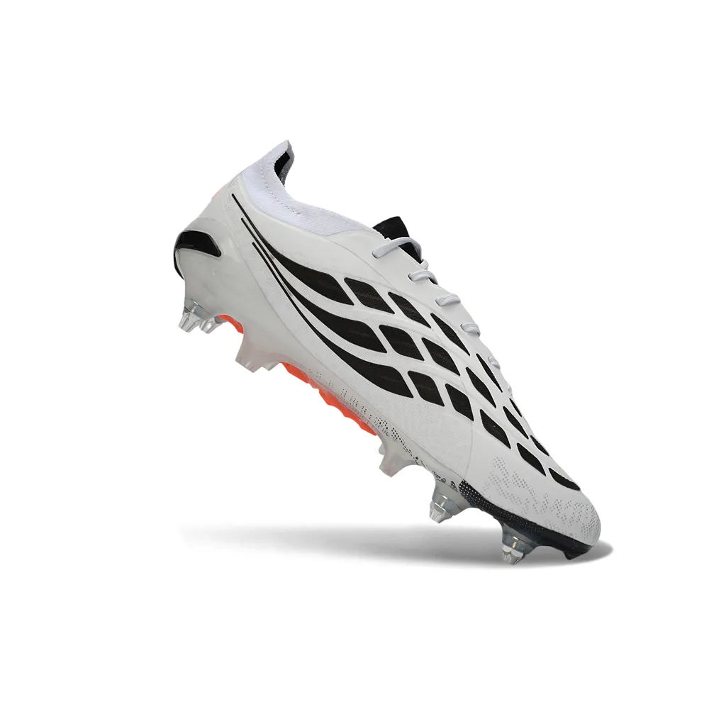 Chuteira Campo Adidas Predator 26 Elite Ponta de Aluminio Branco, Preto e Laranja