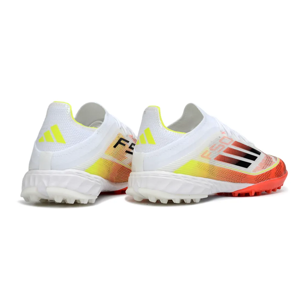 Chuteira Society Adidas F50 TF Branco e Laranja