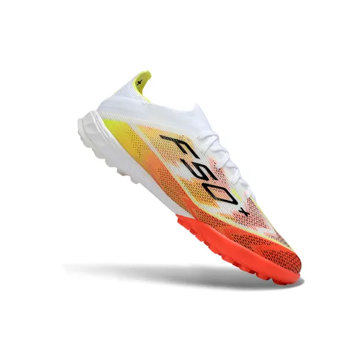 Chuteira Society Adidas F50 TF Branco e Laranja