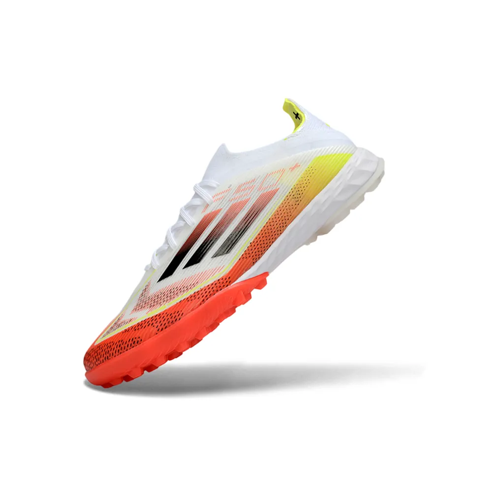 Chuteira Society Adidas F50 TF Branco e Laranja