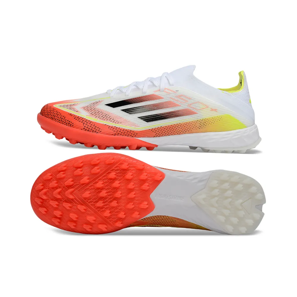 Chuteira Society Adidas F50 TF Branco e Laranja