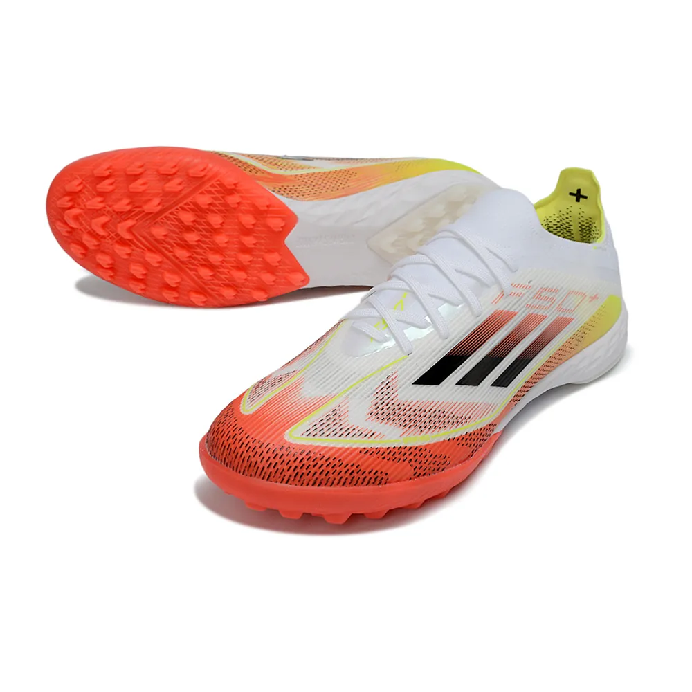 Chuteira Society Adidas F50 TF Branco e Laranja