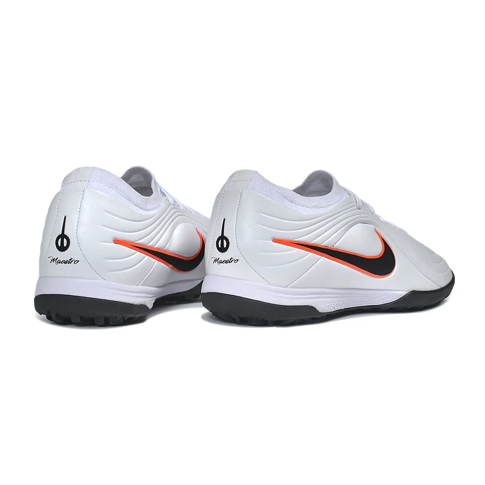 Chuteira Society Nike Tiempo Maestro TF Branco, Preto e Laranja