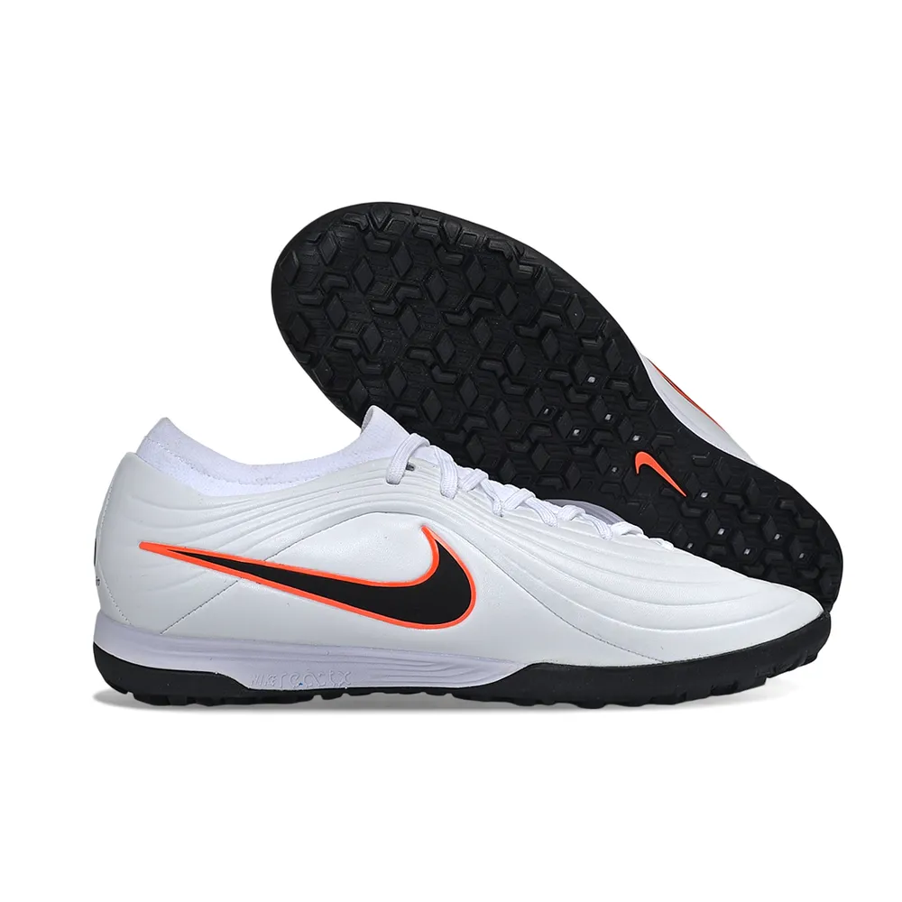 Chuteira Society Nike Tiempo Maestro TF Branco, Preto e Laranja