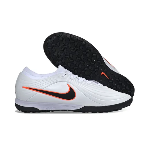 Chuteira Society Nike Tiempo Maestro TF Branco, Preto e Laranja